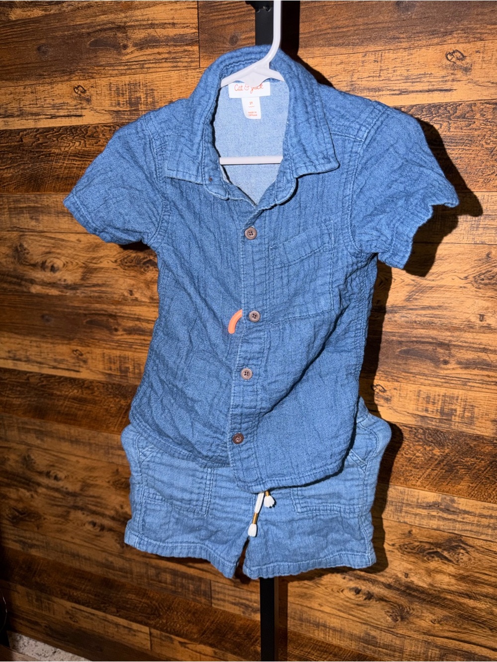 Cat & Jack Blue Short-Sleeve shirt and matching shorts